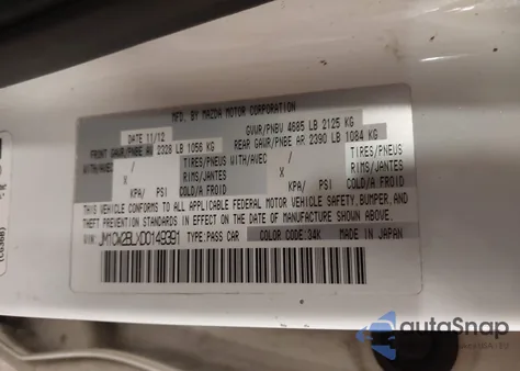 2013 Mazda Mazda5 Sport from USA, damaged, VIN JM1CW2BLXD0149391